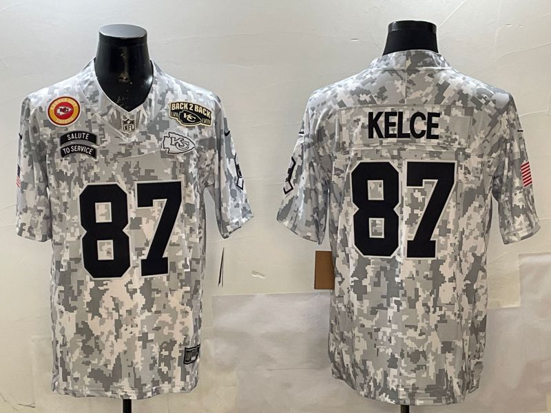 Men Kansas City Chiefs 87 Kelce Camo 2025 Nike Salute to Service Limited NFL Jersey style 7